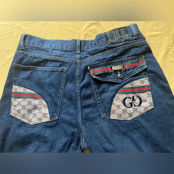 Gucci Men's Vintage denim jeans size 36/36 (54 embroidered pocket made in Italy - Picture 2 of 15